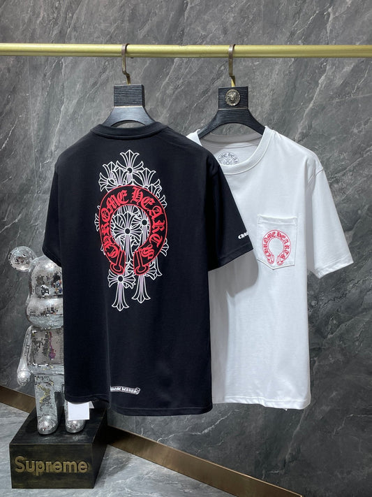 Chrome Hearts T-shirts Phantom Cross Group Red Horseshoe Short Sleeve